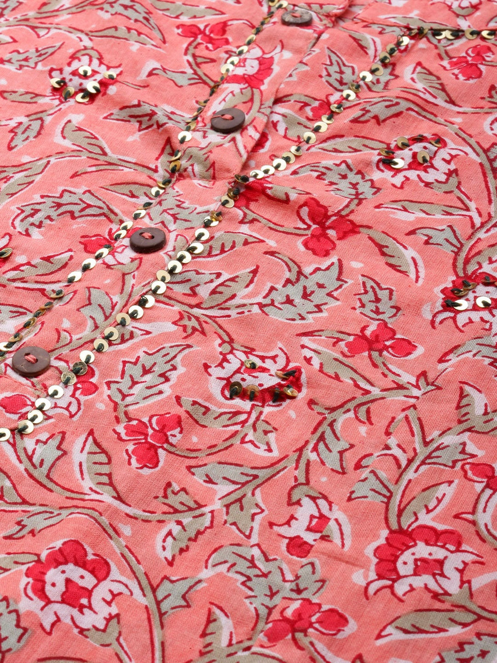 HERE&NOW Women Pink Floral Printed Pure Cotton Kurta with Trousers & With Dupatta