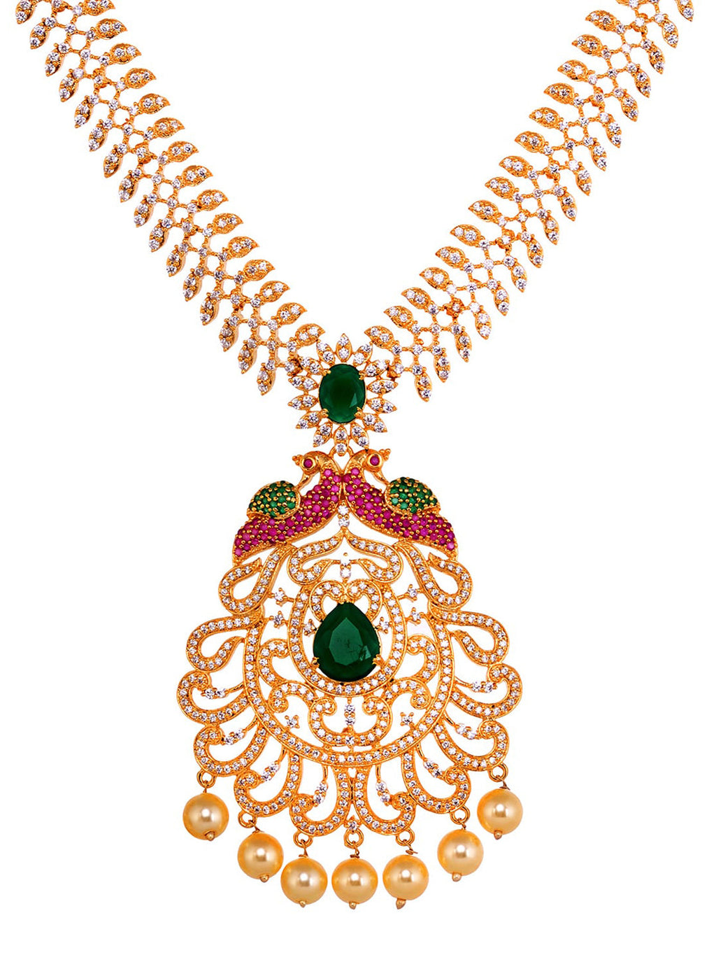 Saraf RS Jewellery Women Gold and Green Gold-Polished Jewellery Set