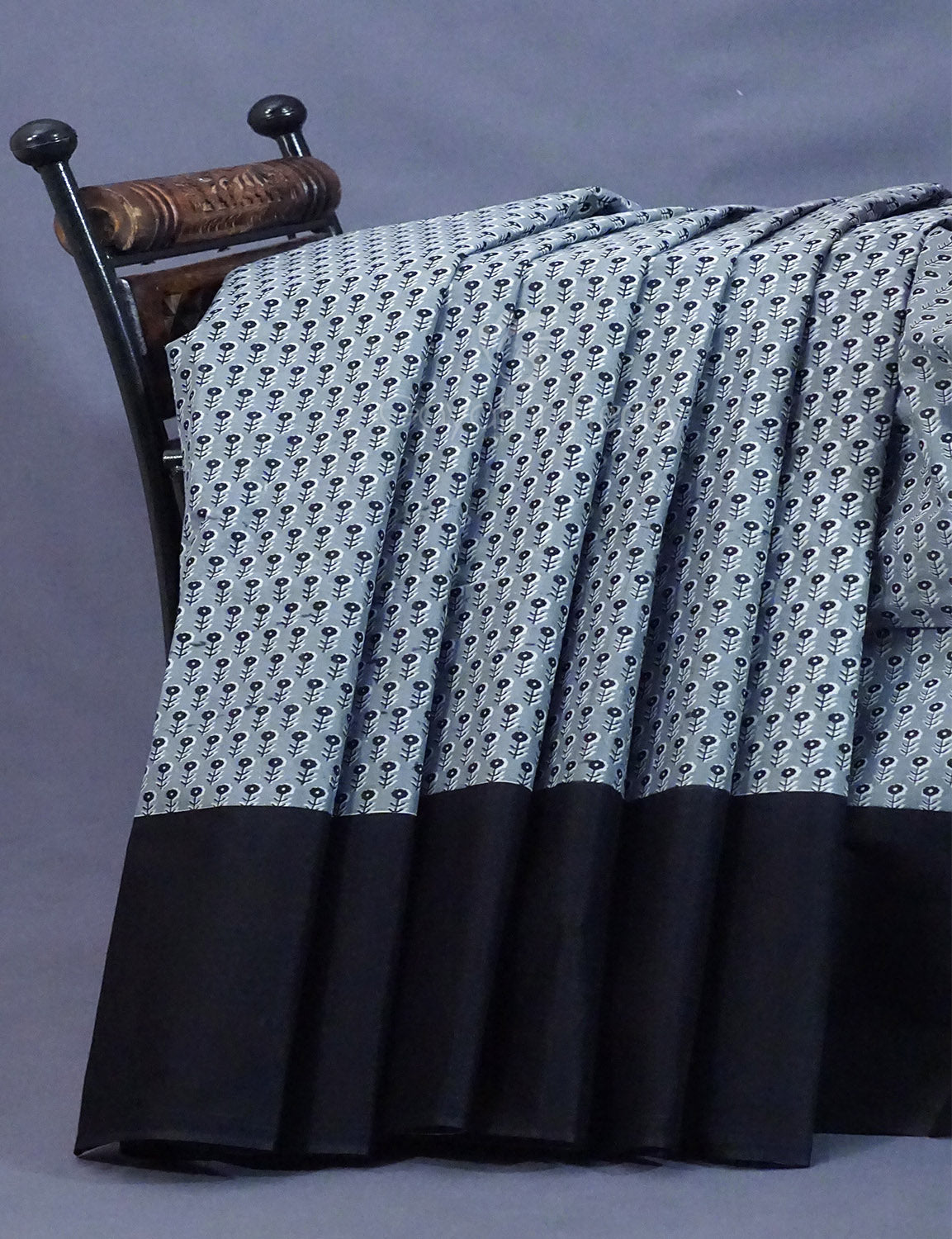 Grey Colour Floral Print Pure Mulmul Cotton Saree By Gayathri Reddy Designer Studio