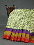 Shades of Light Apple Green And Orange Colour Blouse Ikat Design Semi Chanderi Saree By Gayathri Reddy Designer Studio
