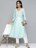 HERE&NOW Women Solid Panelled A-Line Kurta with Trousers