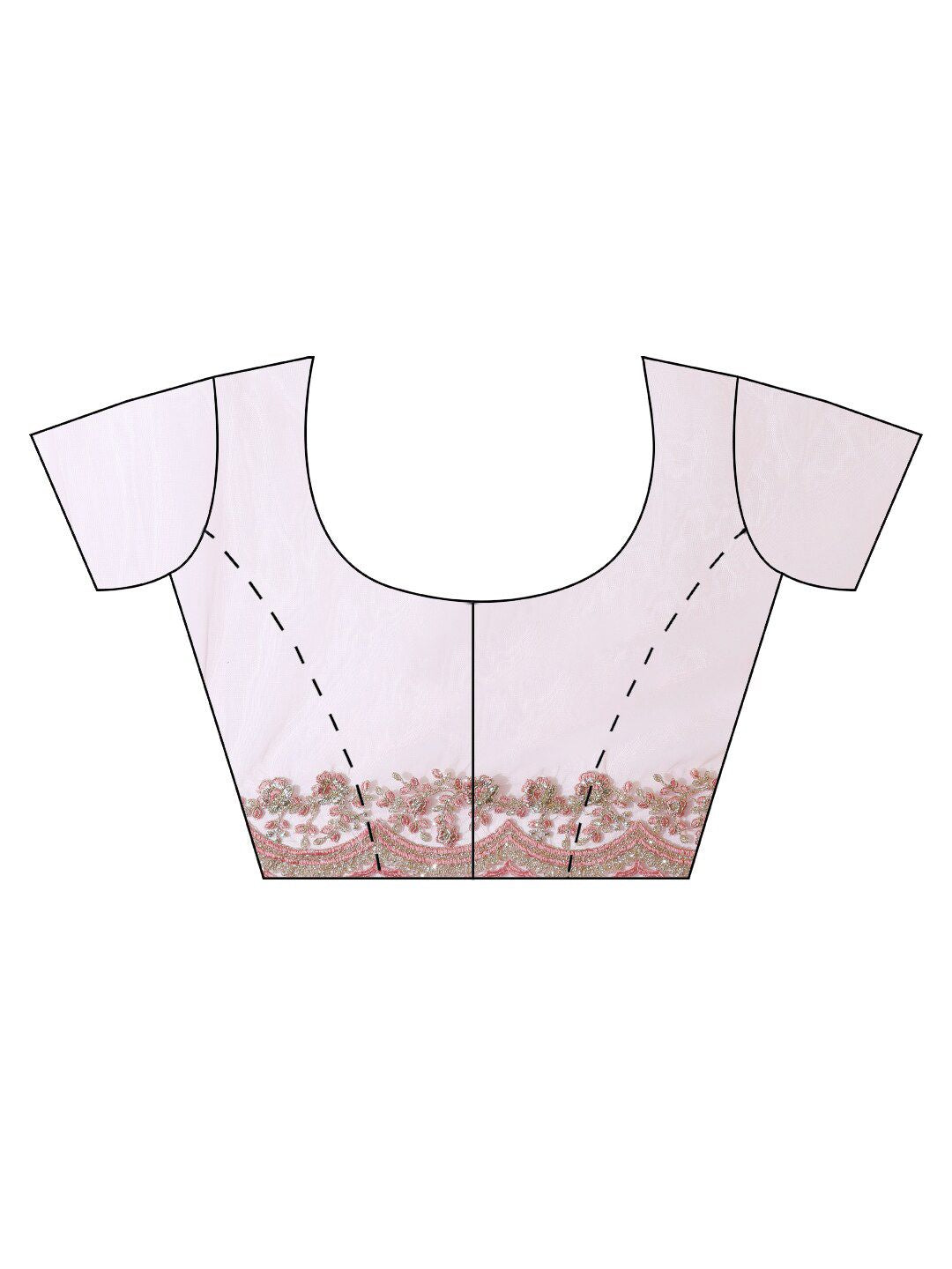 kasee Pink Floral Embroidered Net Saree