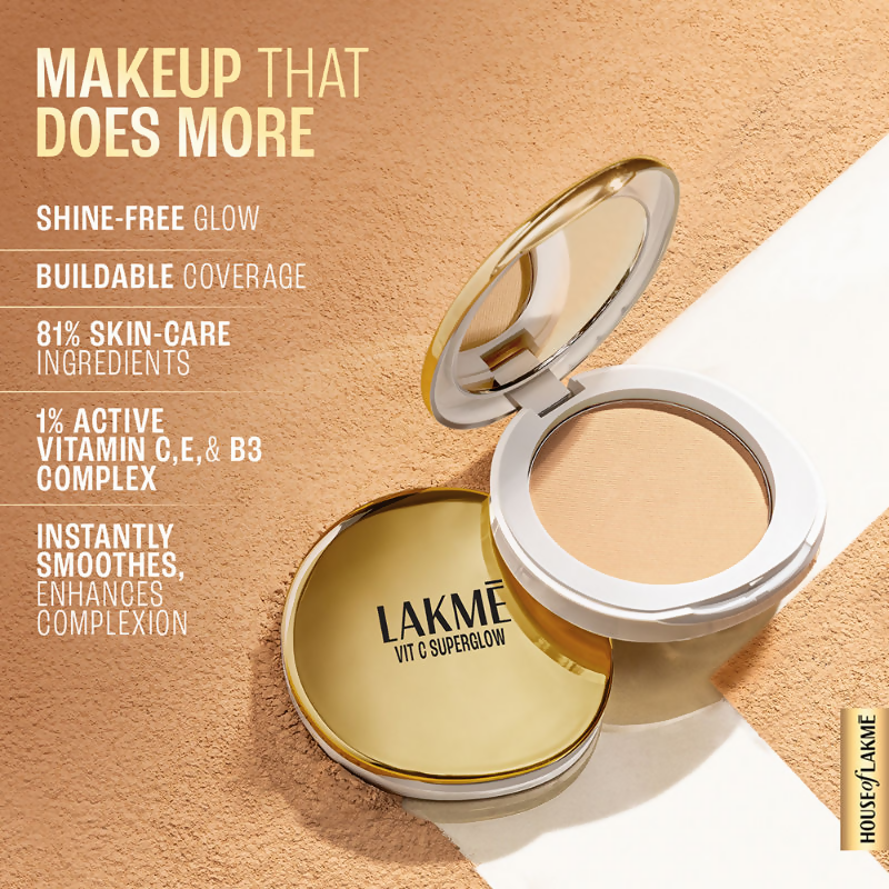 Lakme Vitamin C Superglow Skin Perfecting Compact with 1 % Vit C - Nude