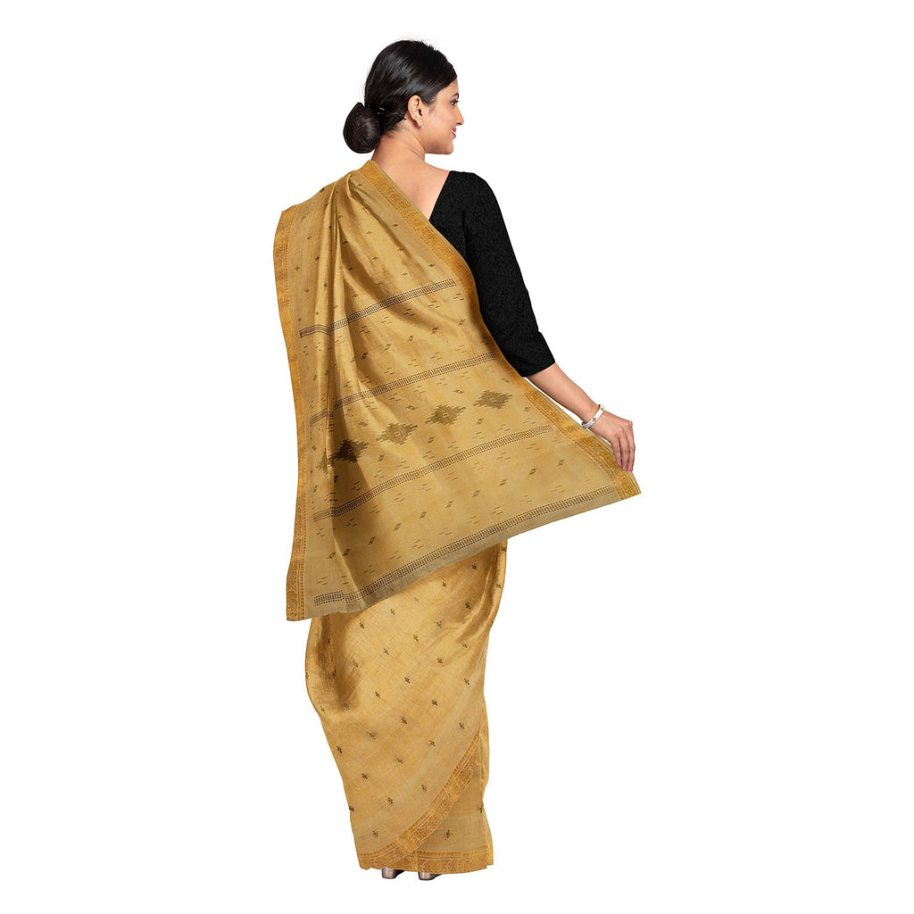Exclusive Collection 100% Pure Cotton Brown Saree With Printed Work