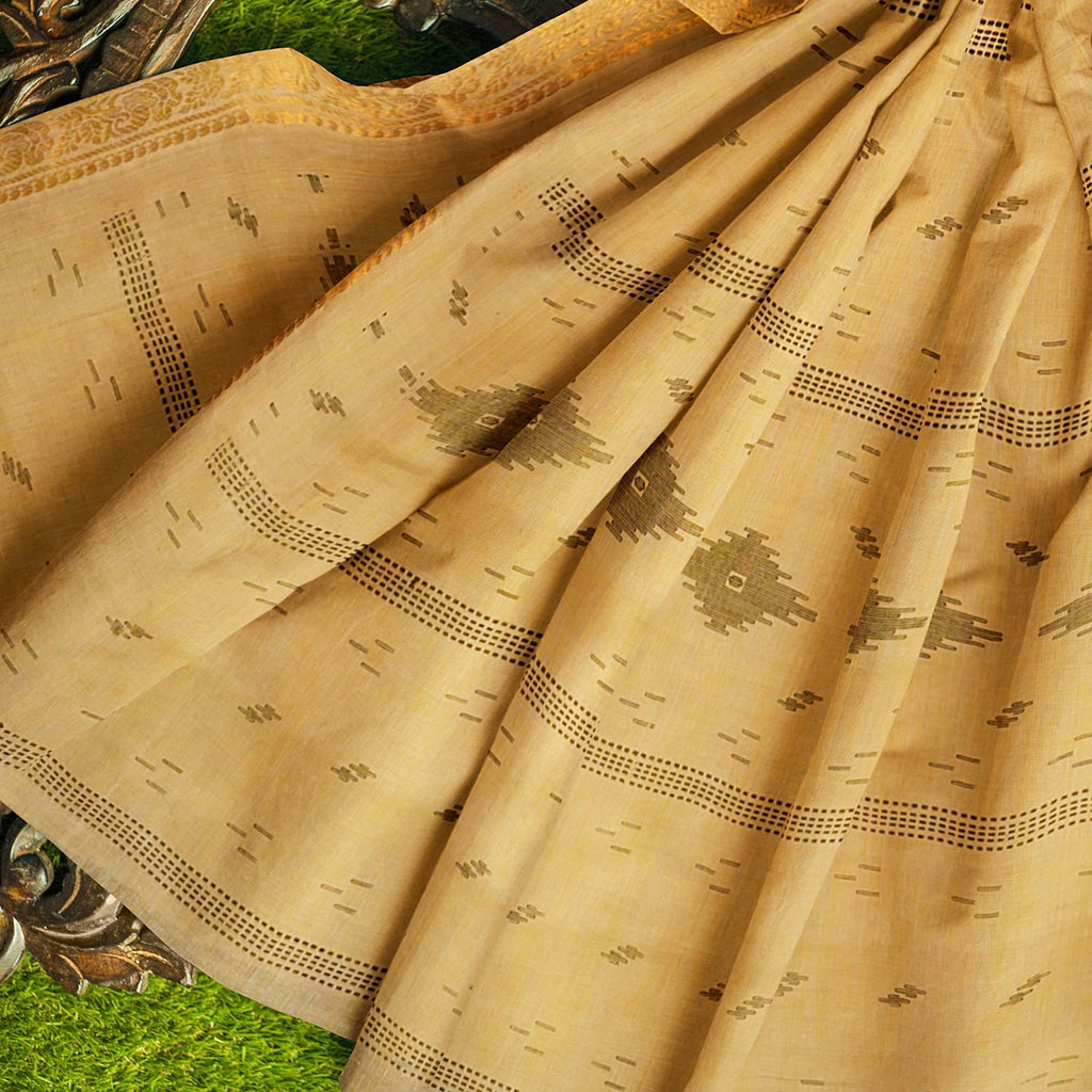 Exclusive Collection 100% Pure Cotton Brown Saree With Printed Work
