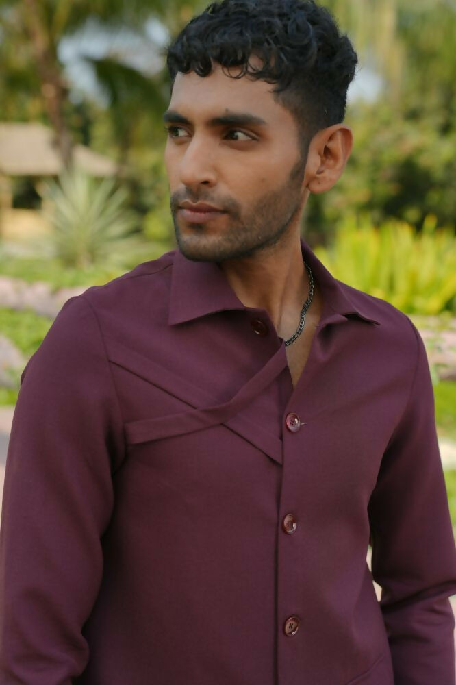 Mono Merge Burgundy Shacket by Hilo Design