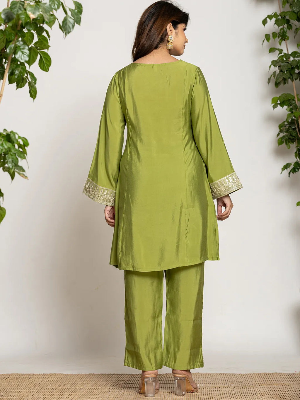 Yufta Green Silk Suit Set