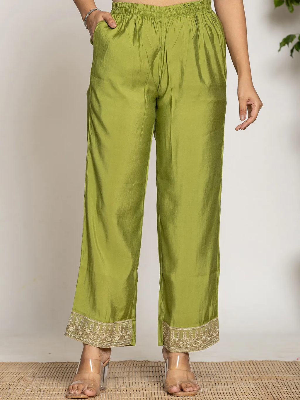 Yufta Green Silk Suit Set