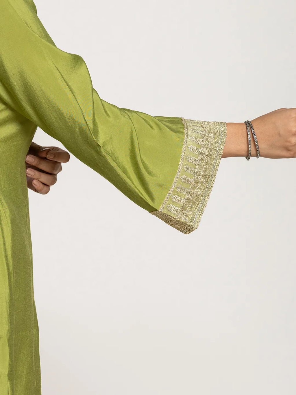 Yufta Green Silk Suit Set