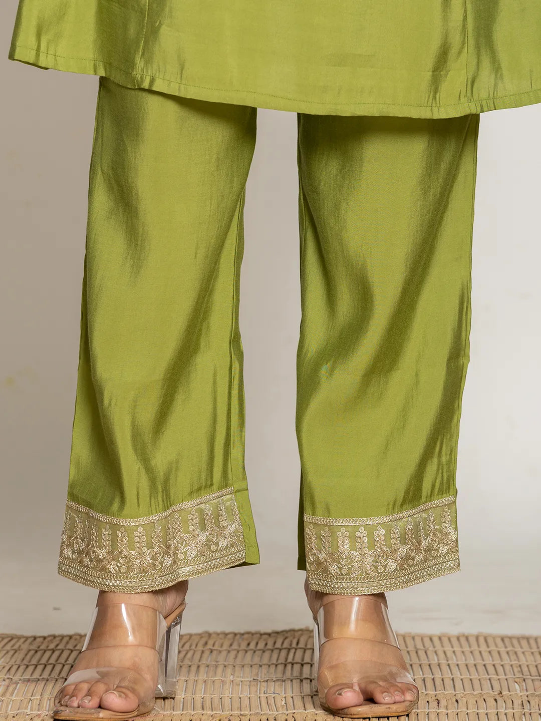Yufta Green Silk Suit Set
