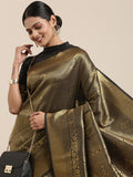 Saree Mall Black & Gold-Toned Ethnic Motifs Zari Silk Blend Banarasi Saree