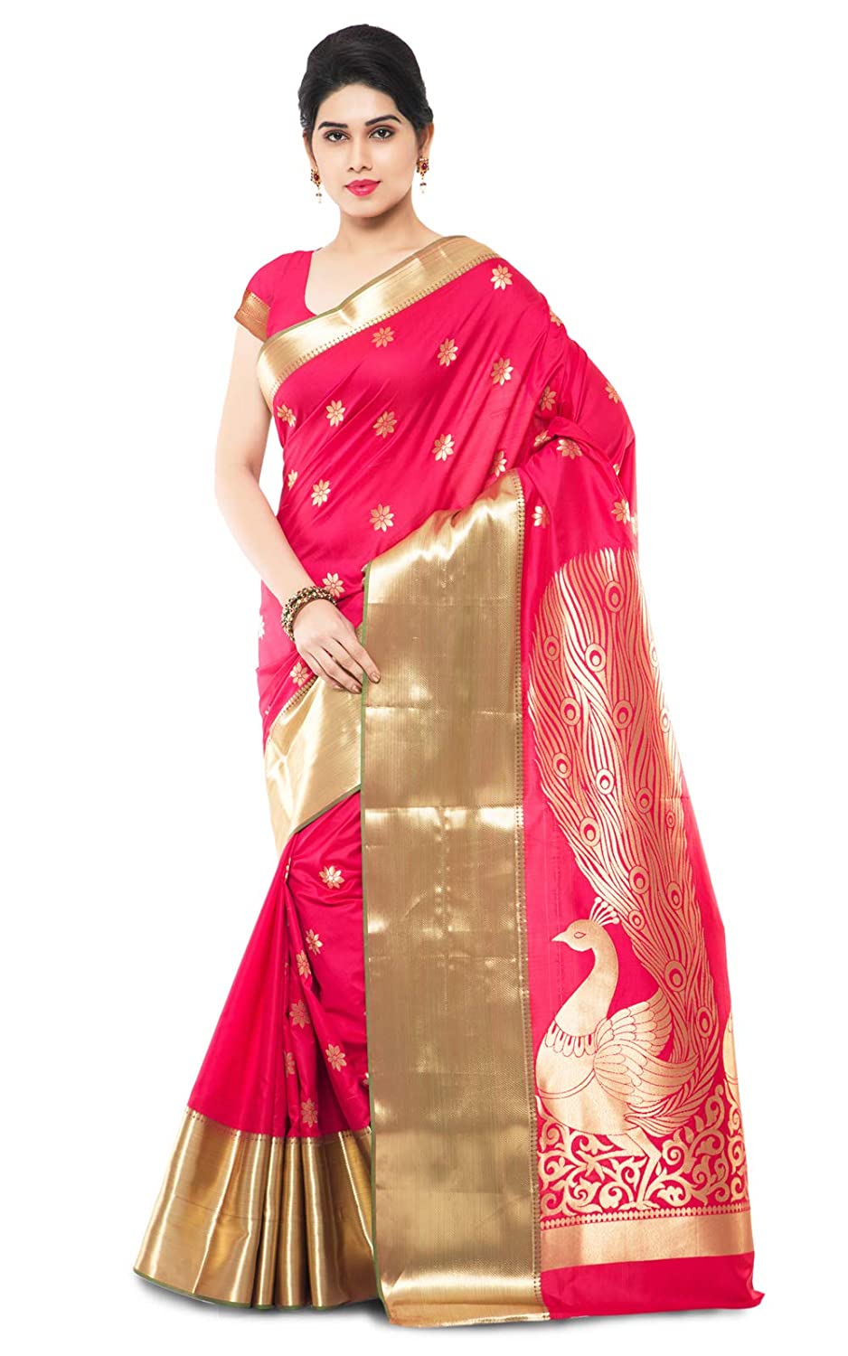 Varkala Silk Sarees Women's Paithani Silk Blend Saree With Blouse Piece