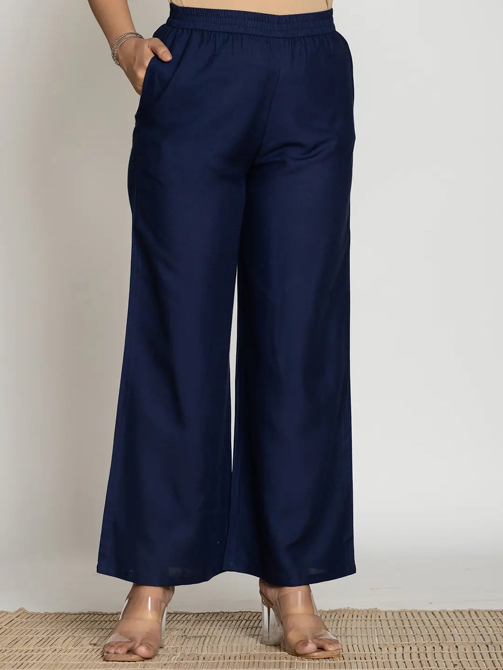Yufta Blue Cotton Sleeveless Kurta Set
