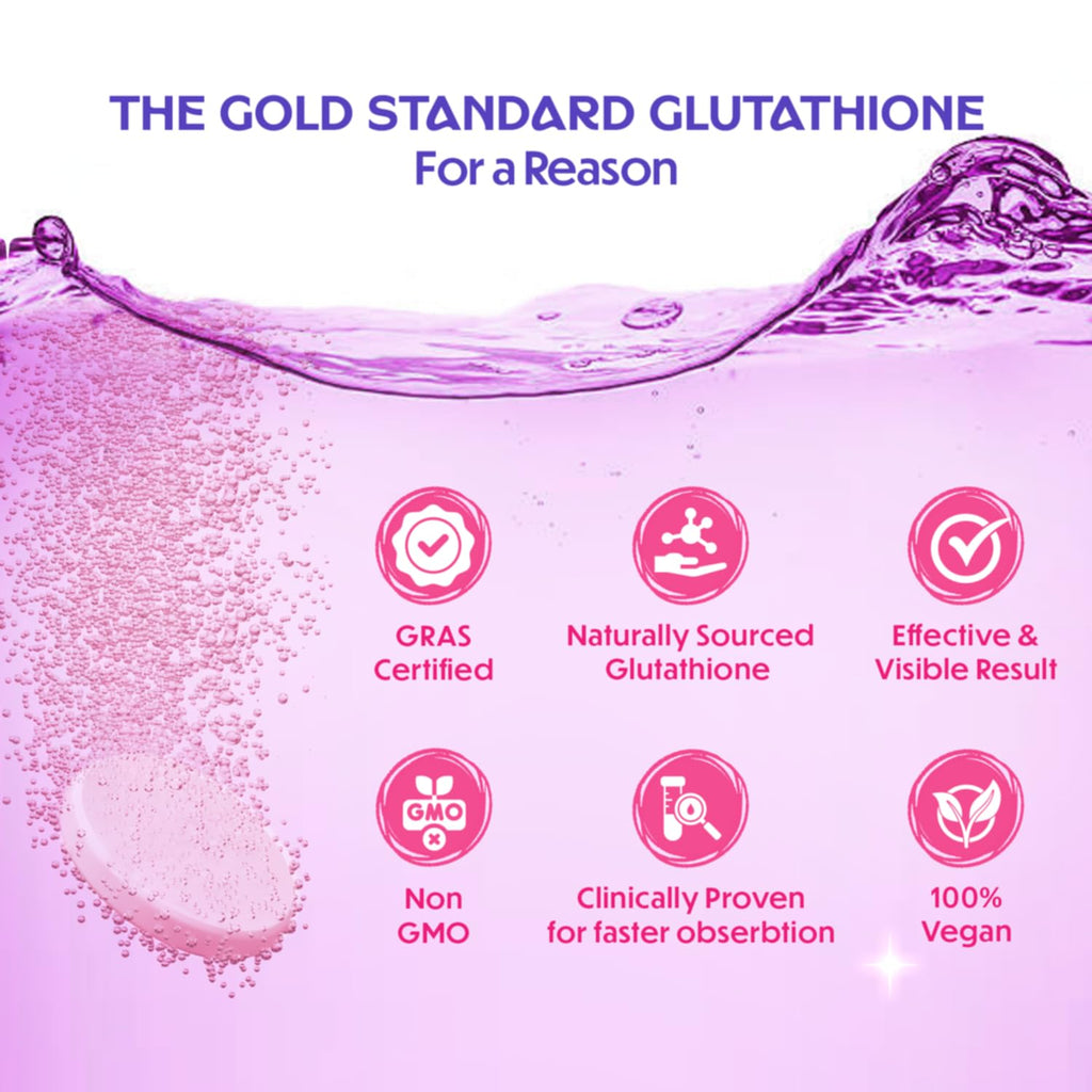 Chicnutrix Glow 500mg Effervescent Tablets - Strawberry & Lemon Flavor, For Glow & Radiance Skin