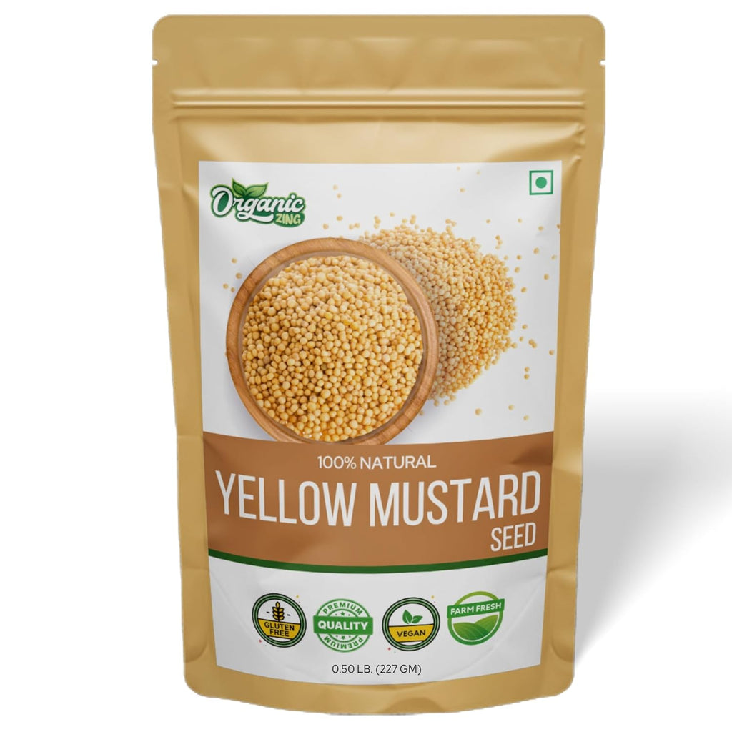 Organic Zing Yellow Mustard Seeds | Whole Yellow Mustard Seed for Pickles & Cooking | 100% Raw Mustard Seeds