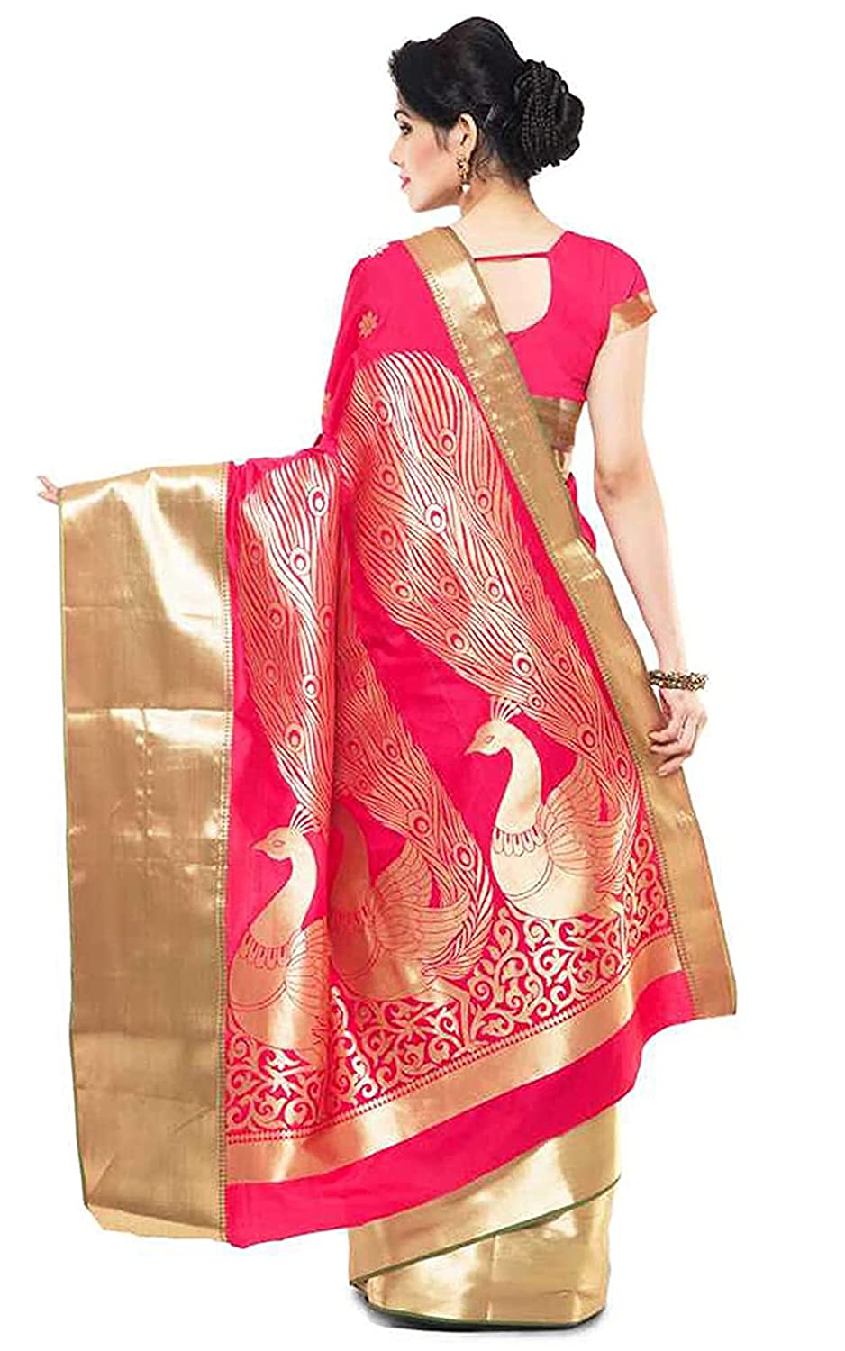 Varkala Silk Sarees Women's Paithani Silk Blend Saree With Blouse Piece