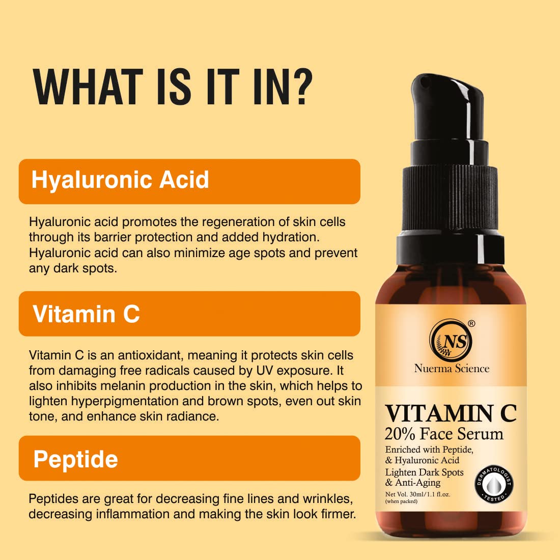 Nuerma Science 20% Vitamin C Face Serum | Brightens & Revitalizes Skin