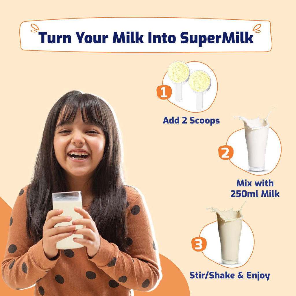 Gritzo SuperMilk Height+ (7-12y Girls), 10g Protein (Creamy Vanilla)