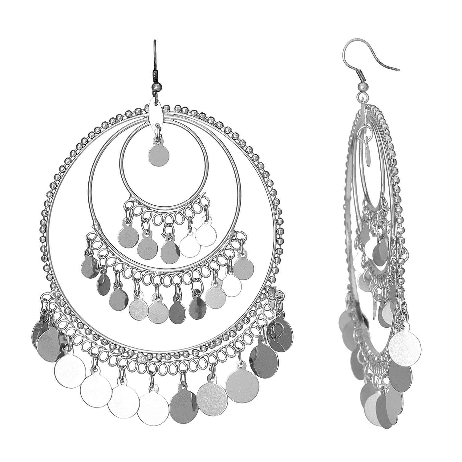 Silver-Plated Alloy Round Silver Earrings - The Pari