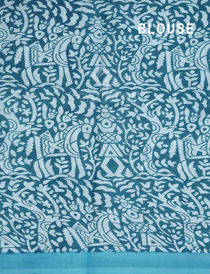 Shades of Sky Blue With Polka Print Munga Cotton Saree By Gayathri Reddy Designer Studio