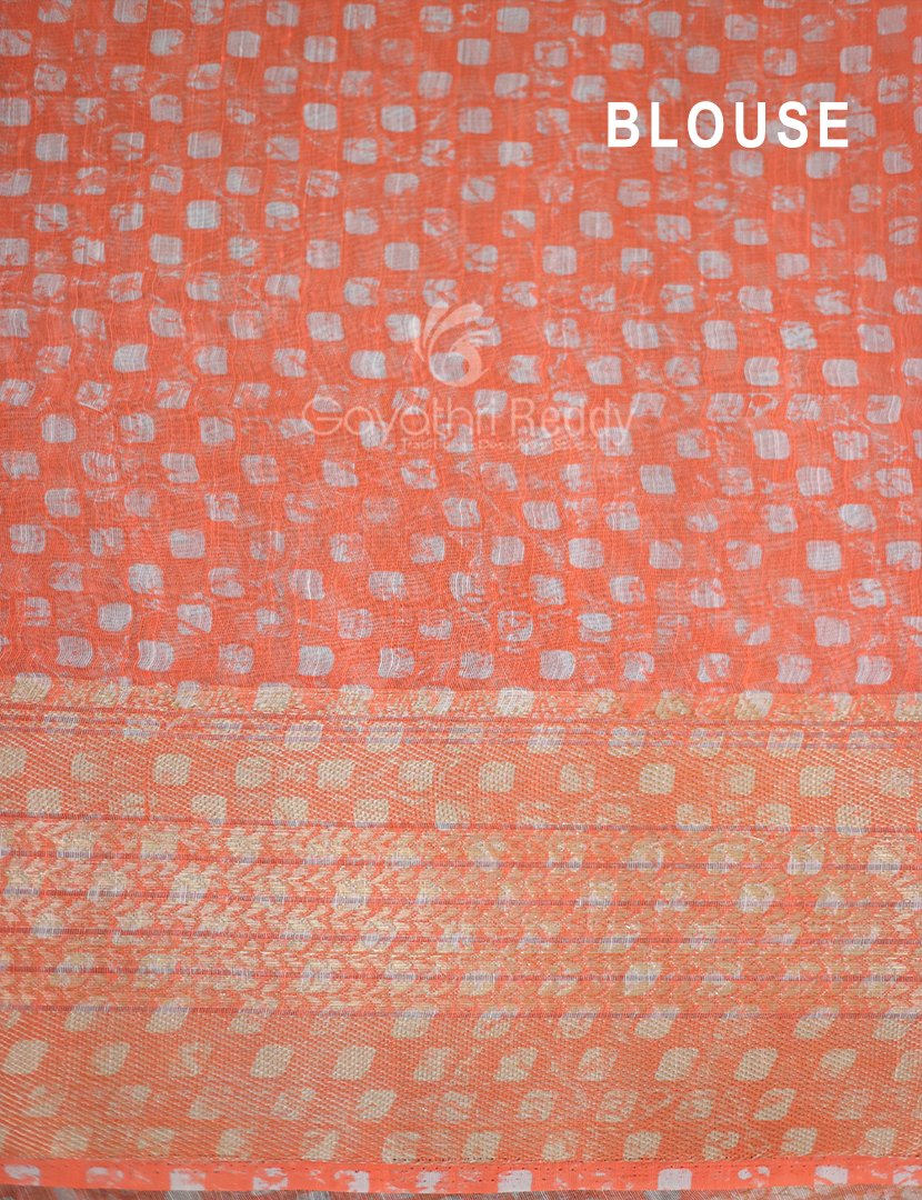 Shades of Light Peach With Floral Print Semi Chanderi Saree By Gayathri Reddy Designer Studio
