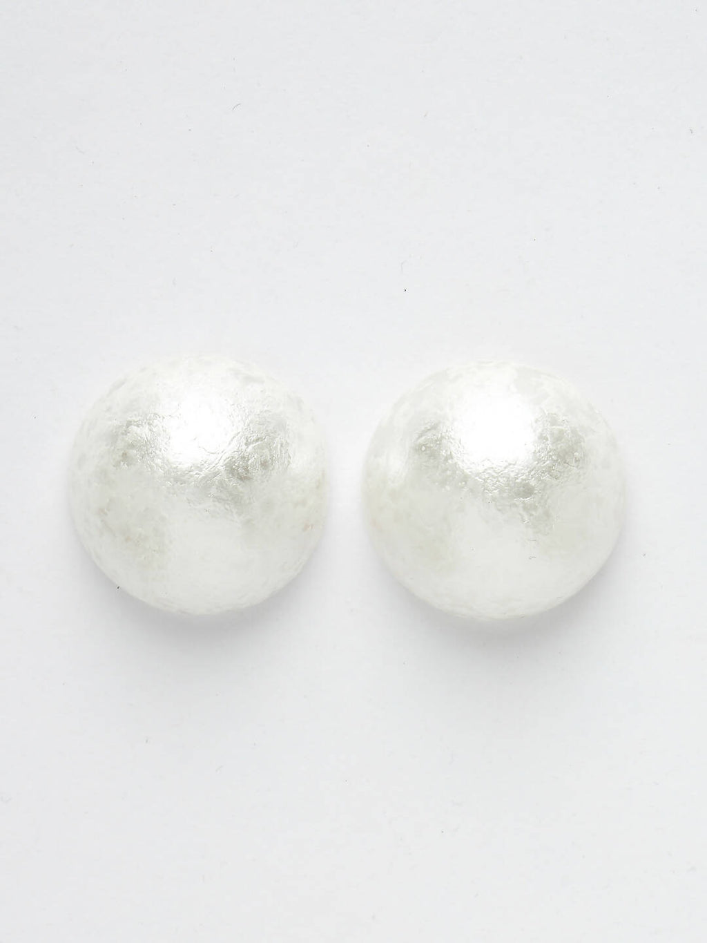 NVR Women's White Color Circular Moon Stud Earrings