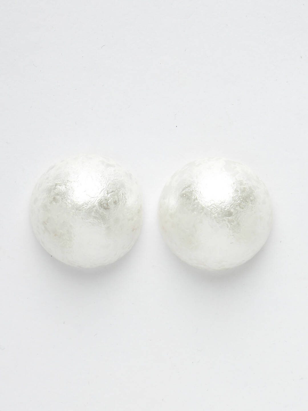 NVR Women's White Color Circular Moon Stud Earrings