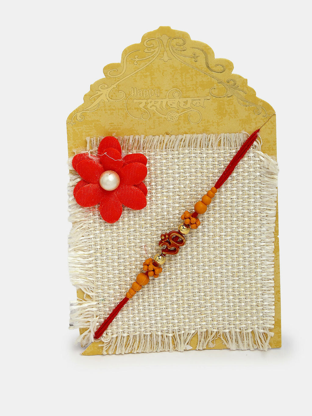 NVR Men Set of 2 Gold-Toned Ganesha Stone-Studded Rakhi With Roli Chawal