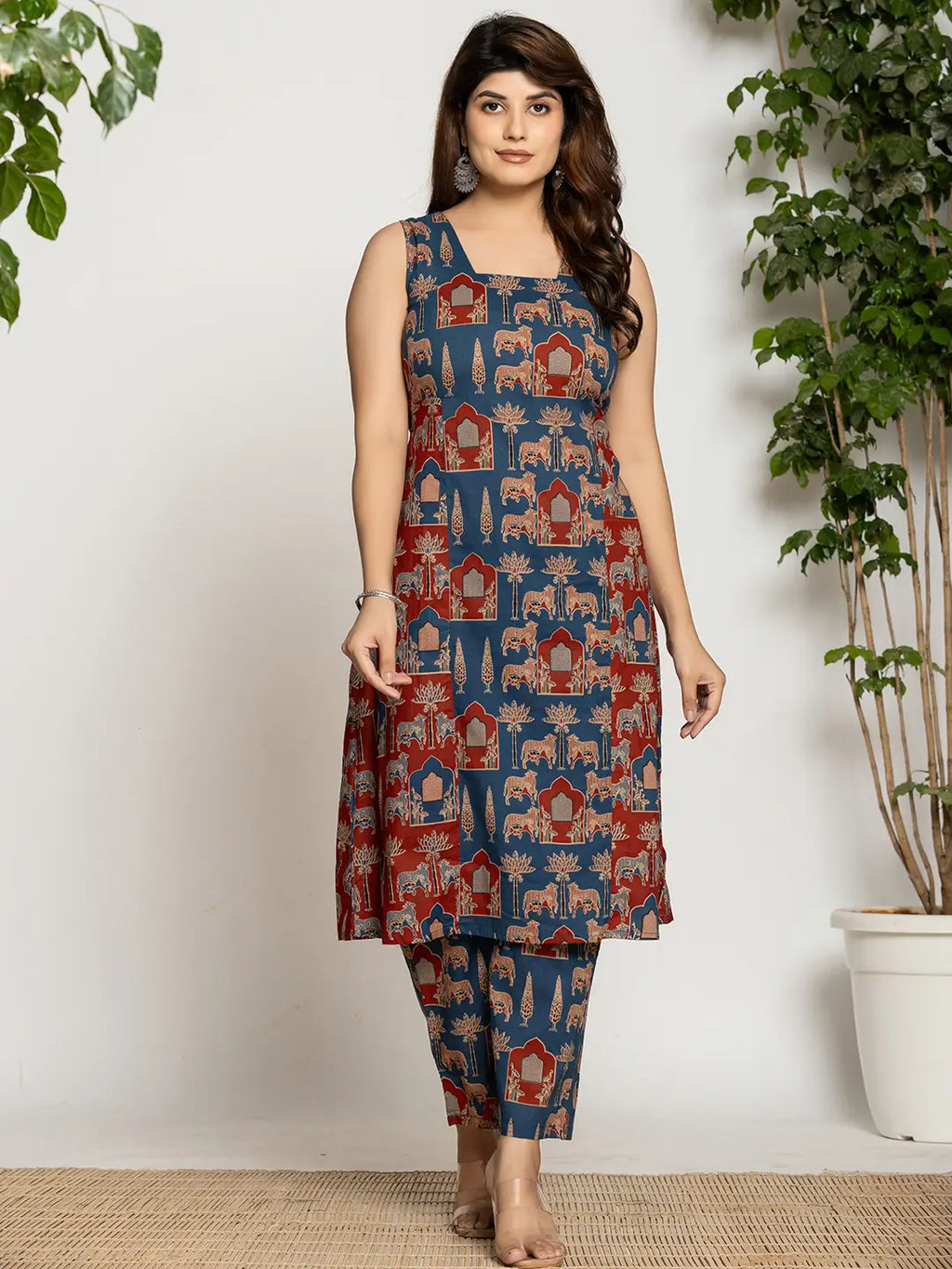 Yufta Cotton A-Line Sleeveless Co-Ord Set
