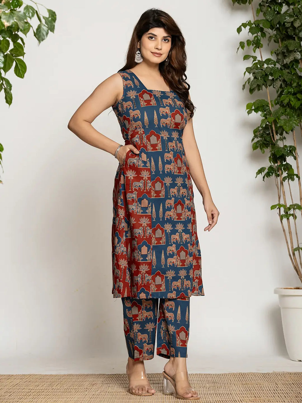 Yufta Cotton A-Line Sleeveless Co-Ord Set