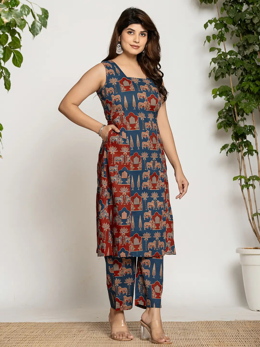 Yufta Cotton A-Line Sleeveless Co-Ord Set