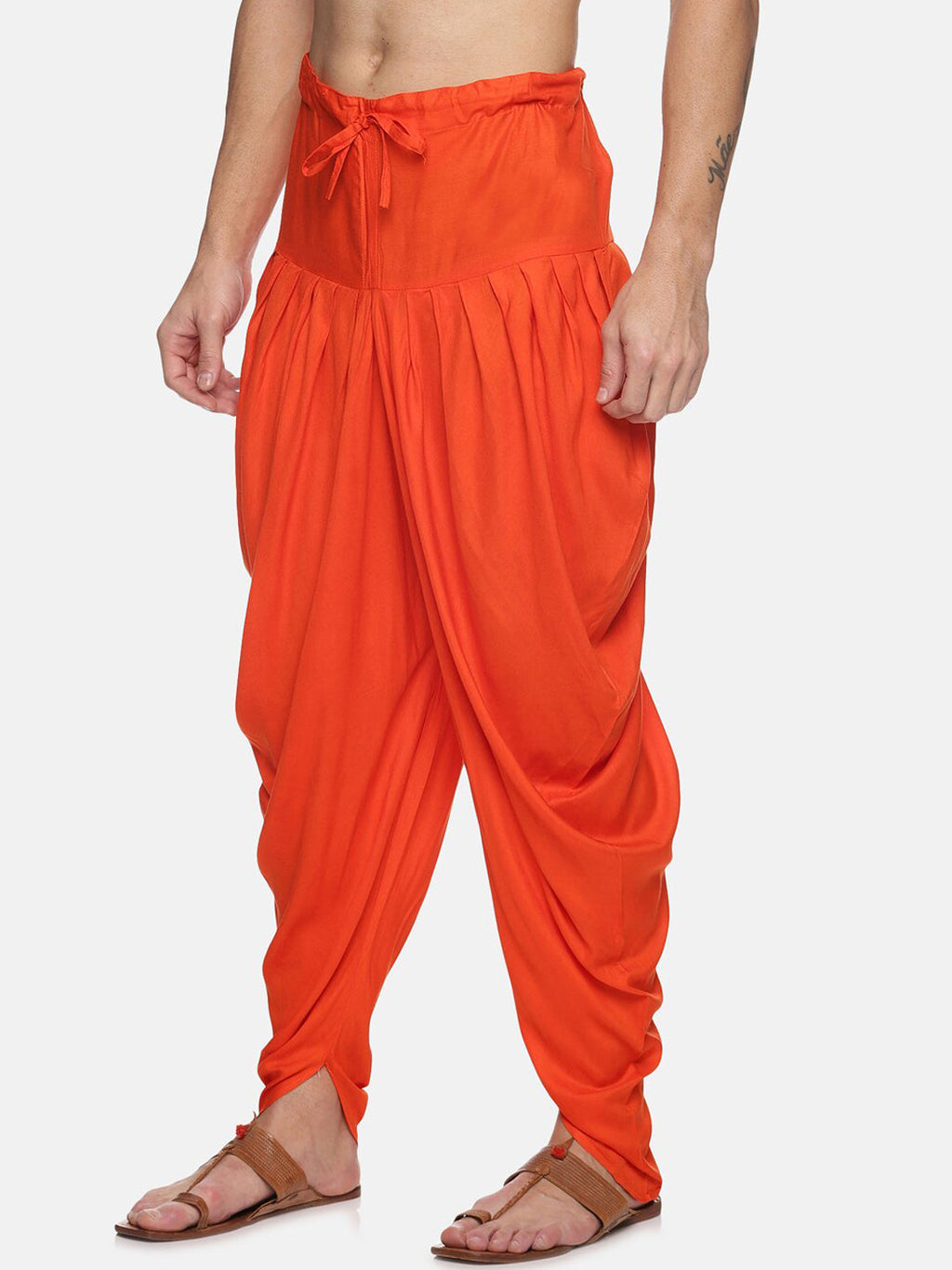 Sethukrishna Men Orange Solid Dhoti Pants