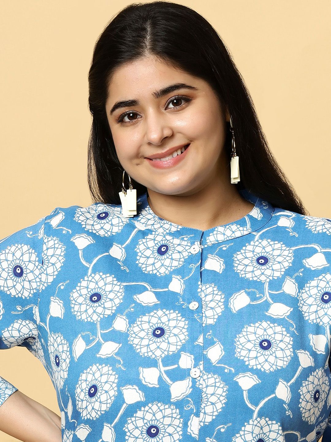 Sztori Plus Size Ethnic Motifs Printed Pure Cotton Kurta & Trouser