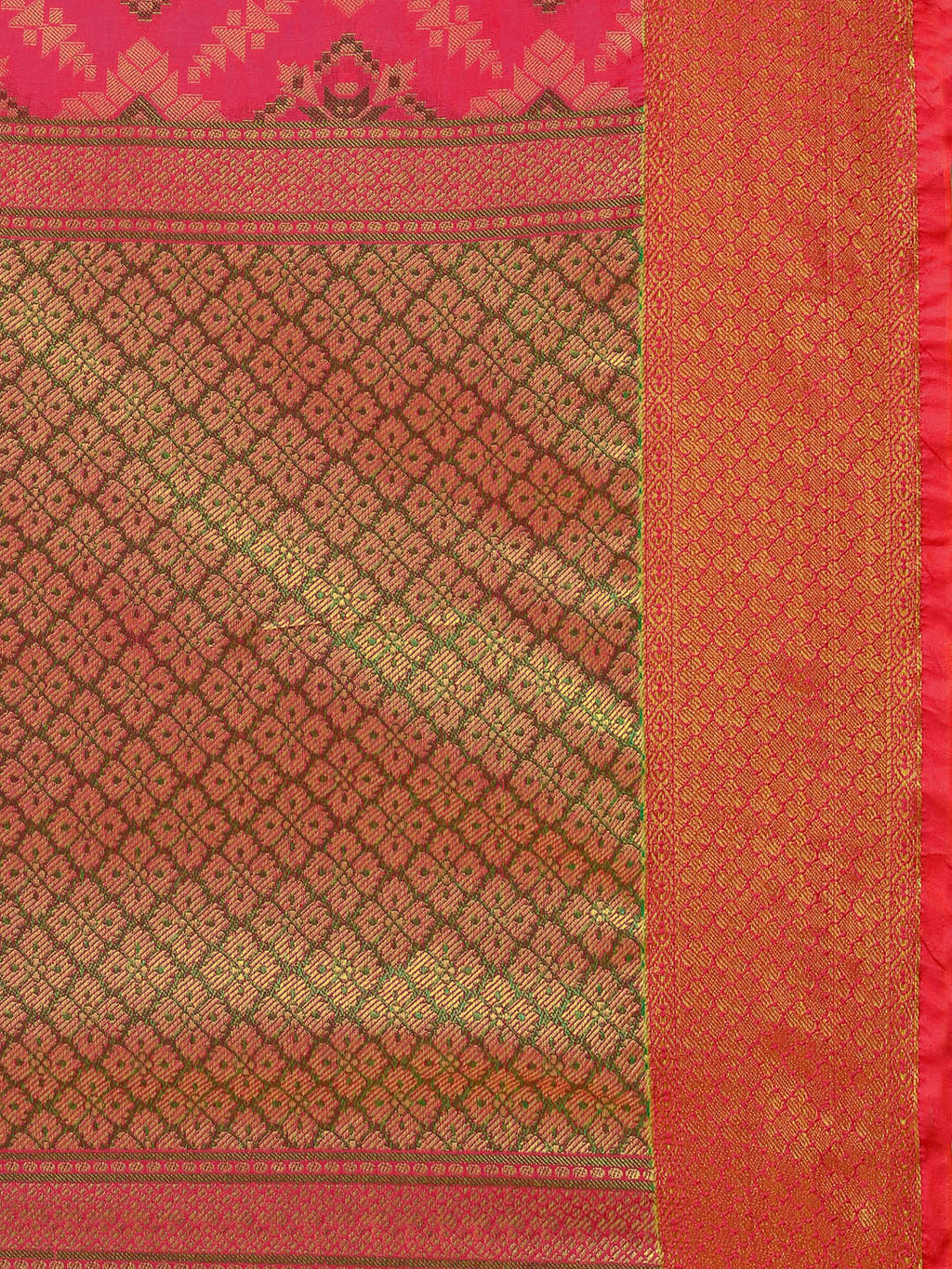 Saree Mall Pink Silk Blend Printed Kanjeevaram Saree