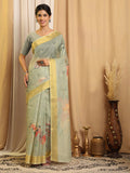 Shivam Fabrics Green Chanderi Fabric Printed Saree