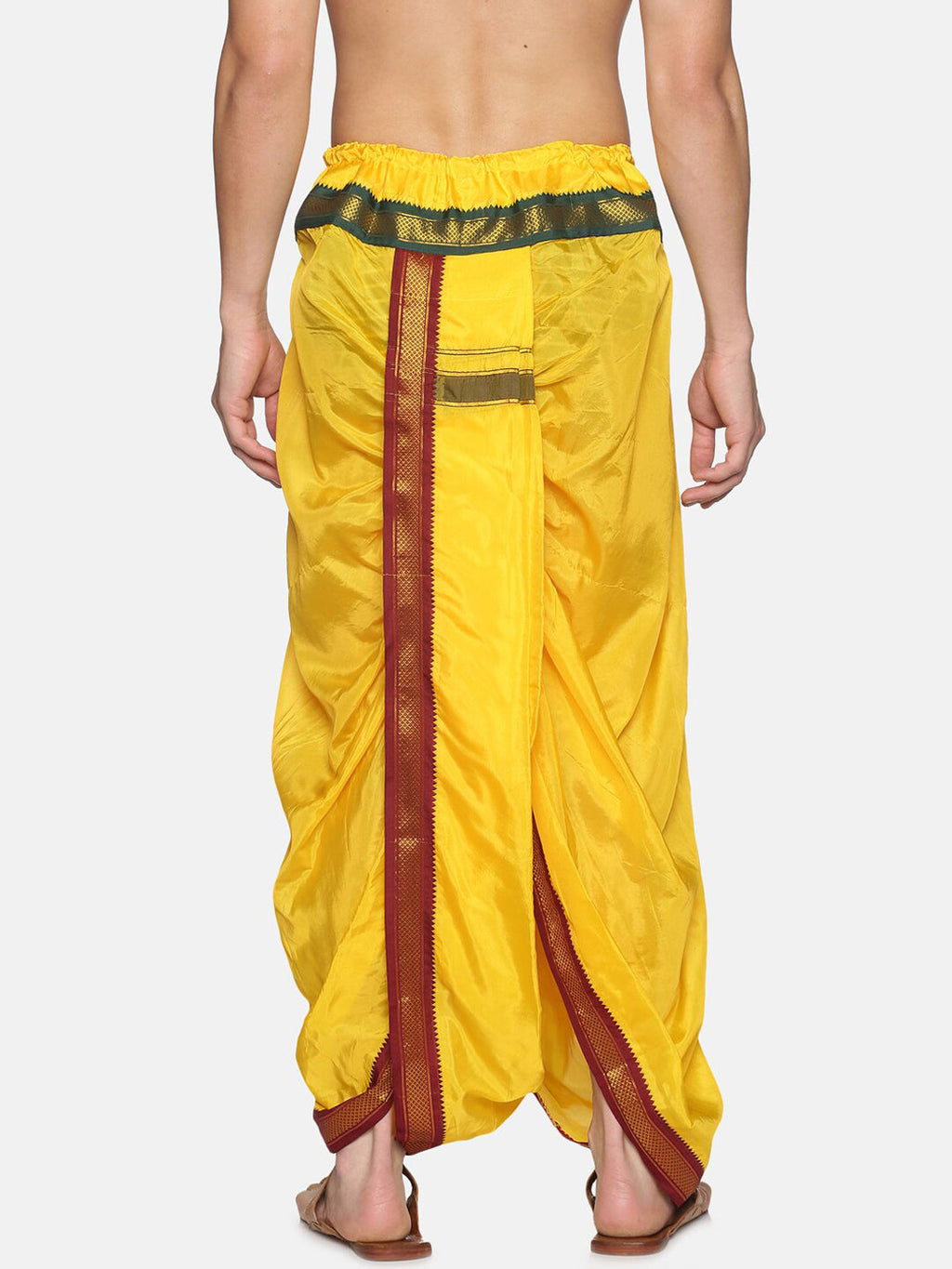 Sethukrishna Men Yellow & Red Readymade Dhoti