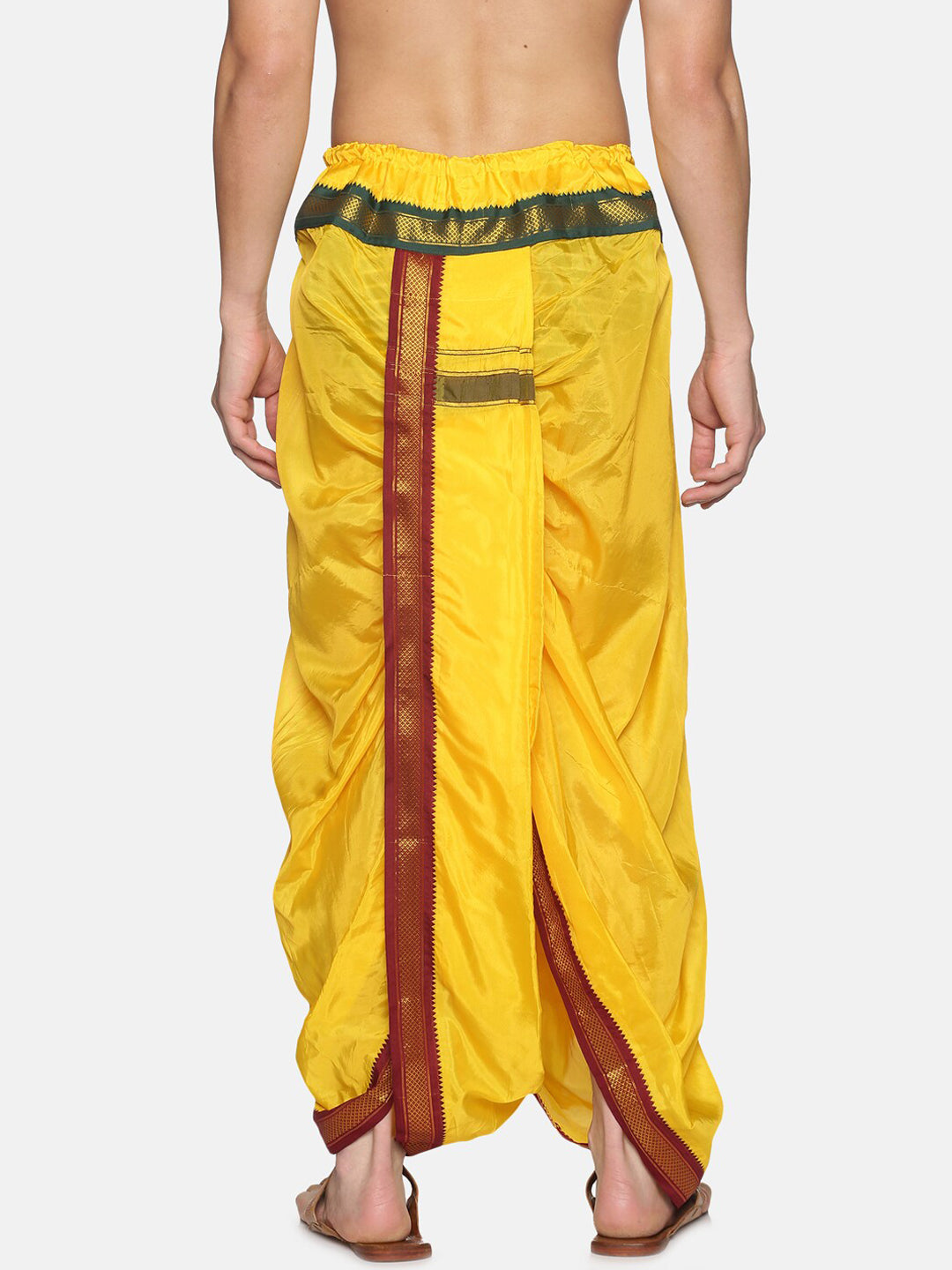 Sethukrishna Men Yellow & Red Readymade Dhoti