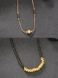 NVR Women's Set of 2 Black Gold-Polished & Beaded Mangalsutra