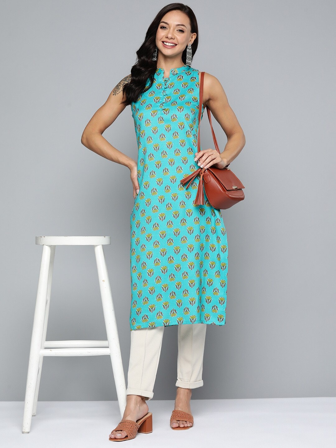 HERE&NOW Ethnic Motifs Printed Straight Kurta