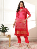 Yufta Hot Pink Gajji Silk Zari_Work Kurta Dupatta Pant Set