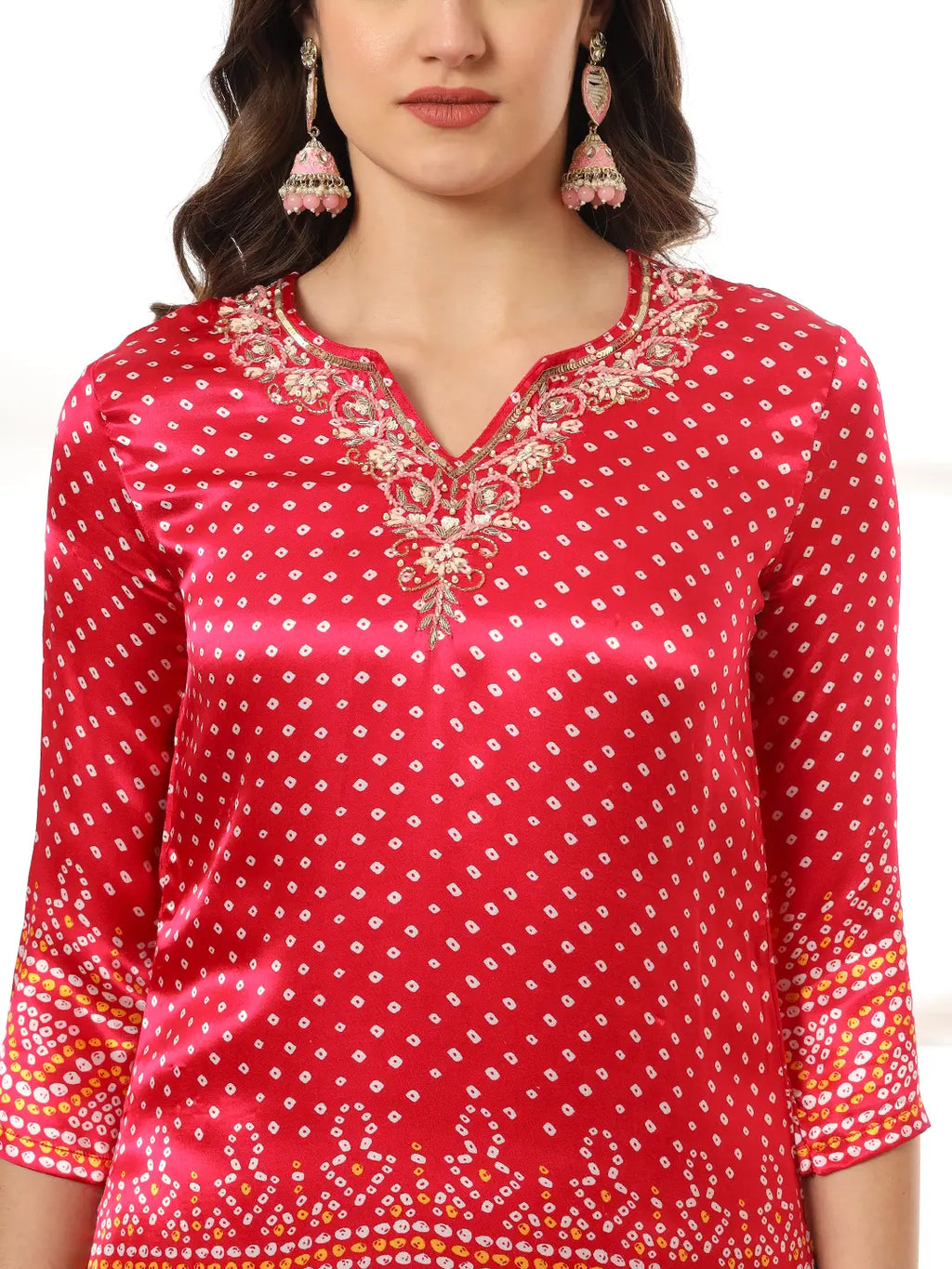 Yufta Hot Pink Gajji Silk Zari_Work Kurta Dupatta Pant Set