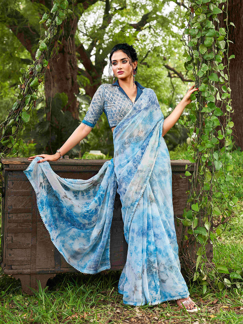 Tikhi Imli Tie and Dye Chiffon Saree