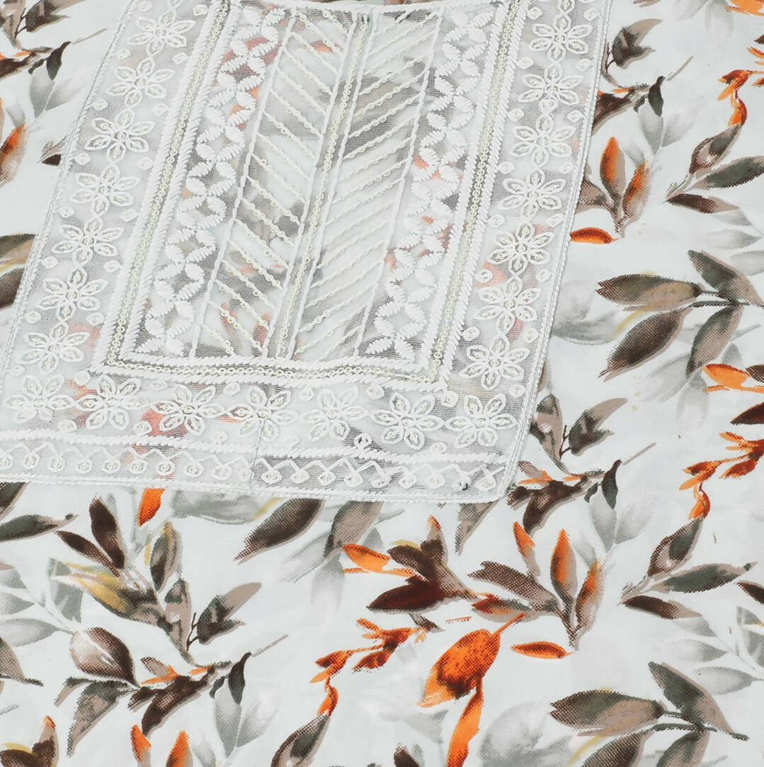 Grey Poly Crepe Digital Printed Top with Matching Bottom - Preeti