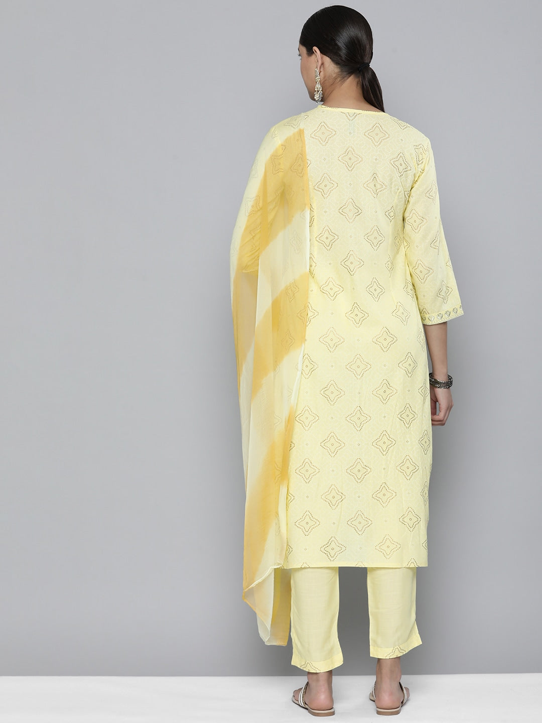 HERE&NOW Women Embroidered Kurta with Trousers & Dupatta