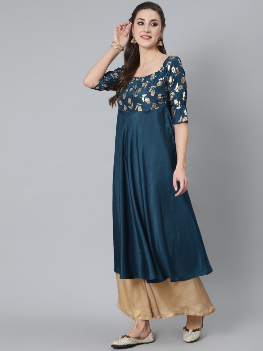Aks Floral Yoke Design Anarkali Kurta