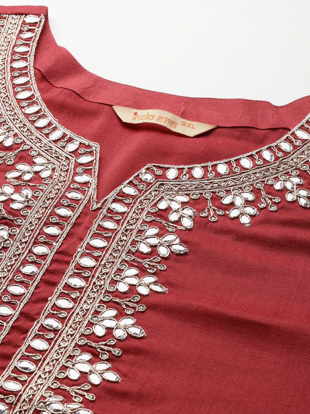 Indo Era Plus Size Ethnic Motifs Embroidered Gotta Patti Kurta Set