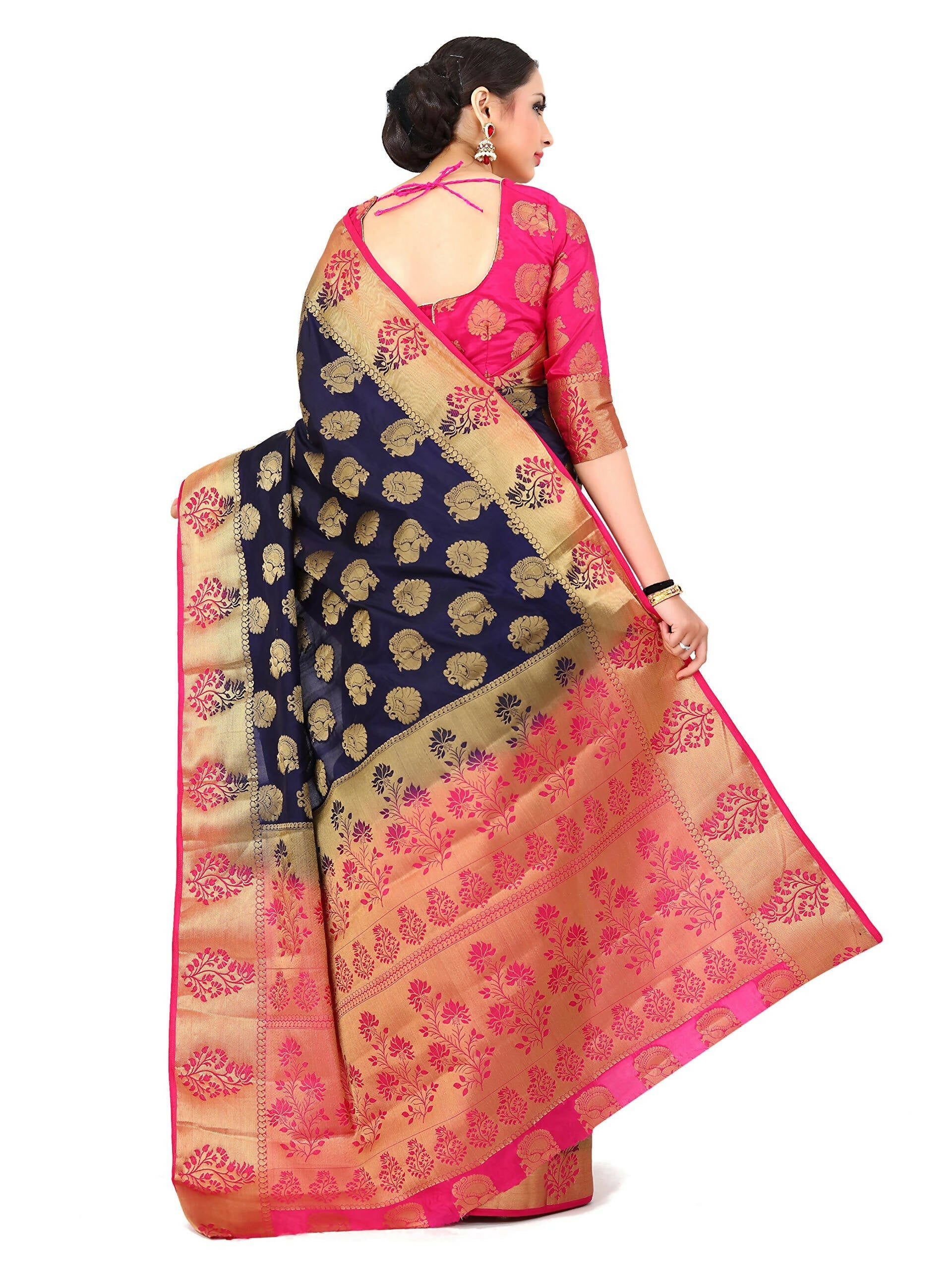 Mimosa Kanchipuram Silk Navy Blue Saree