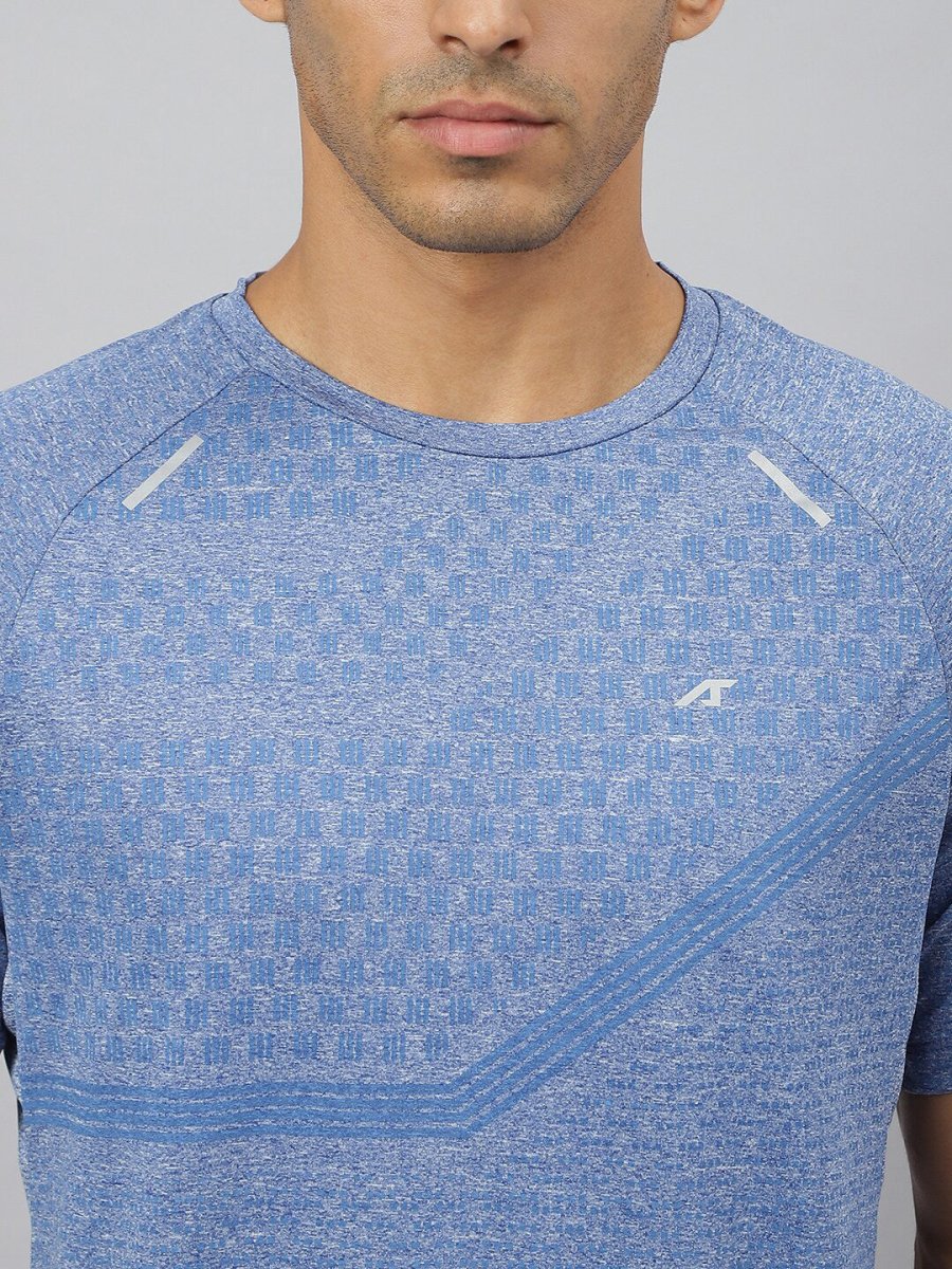Alcis Men Heather Anti-Static Slim-Fit Round Neck Distance Running T-Shirt