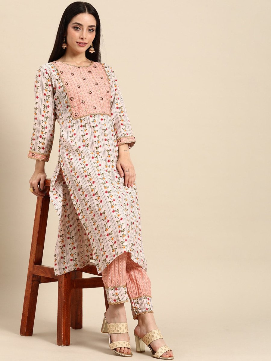 All About You Women Ethnic Motifs Embroidered Gotta Patti Kurta With Trousers