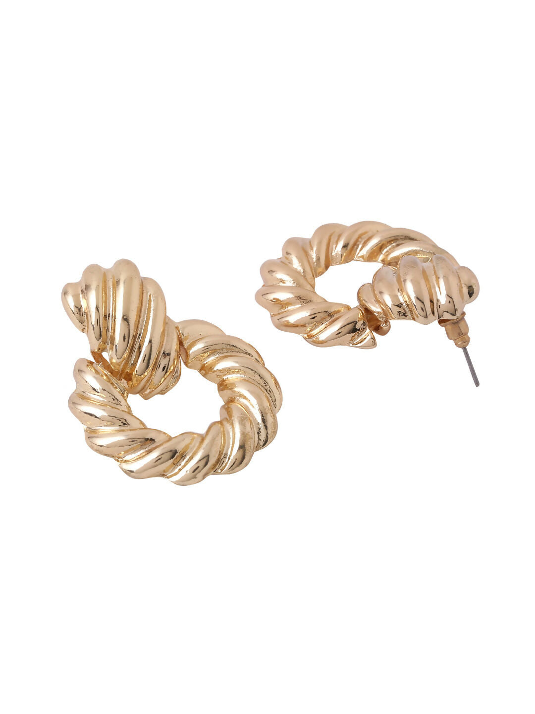 NVR Women Gold Toned Circular Drop Earrings